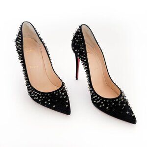 Christian Louboutin Escarpic 100 EU 37.5 US 7.5 Black Suede Spike Stud High Heel